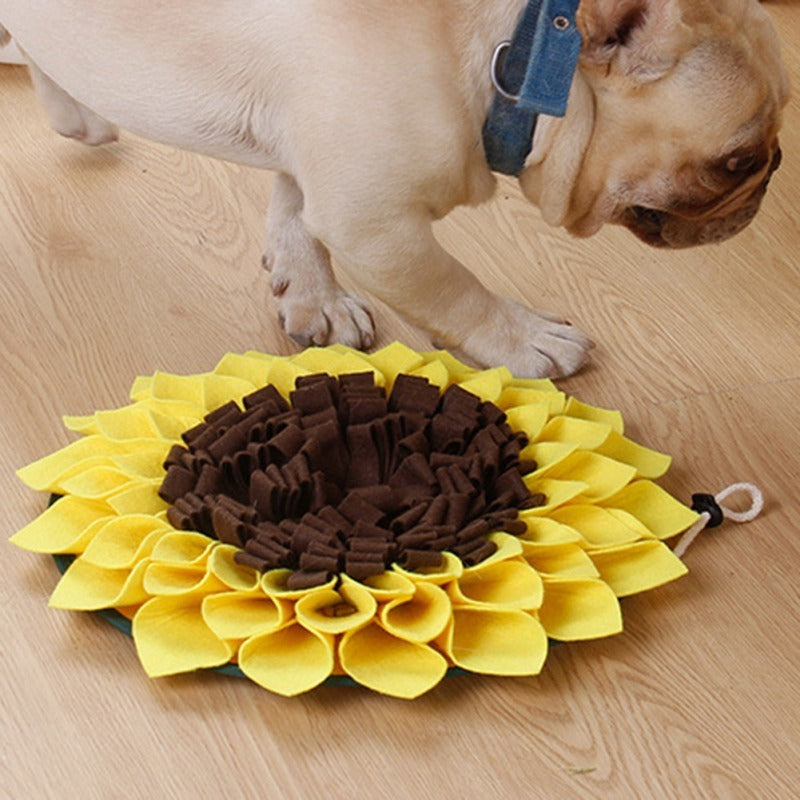 Non Slip Dog Sniffing Snuffle Mat Washable Sunflower Slow Feeding Food Pet Nosework Training Treat - Bark N Wish