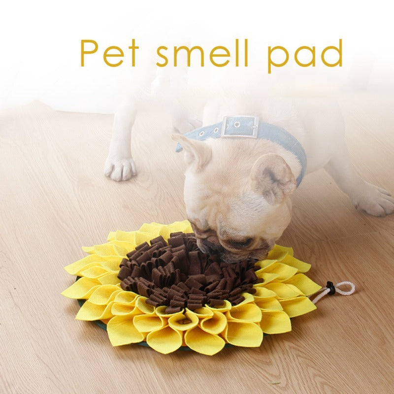 Non Slip Dog Sniffing Snuffle Mat Washable Sunflower Slow Feeding Food Pet Nosework Training Treat - Bark N Wish