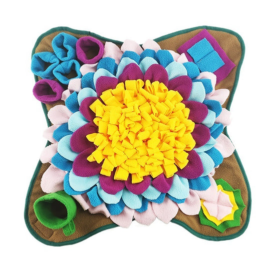 Pet Snuffle Mat For Dogs Interactive Feed Game Sunflower Suction Cups Dog Treats Feeding Mat With Puzzles Encourages Natural Foraging Skills - Bark N Wish